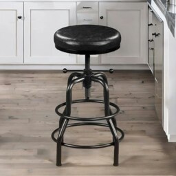 Rackhams Industrial Adjustable Height Retro Bar Stool Black - thumbnail 1