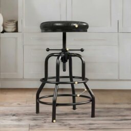 Rackhams Industrial Adjustable Height Retro Bar Stool Black - thumbnail 4