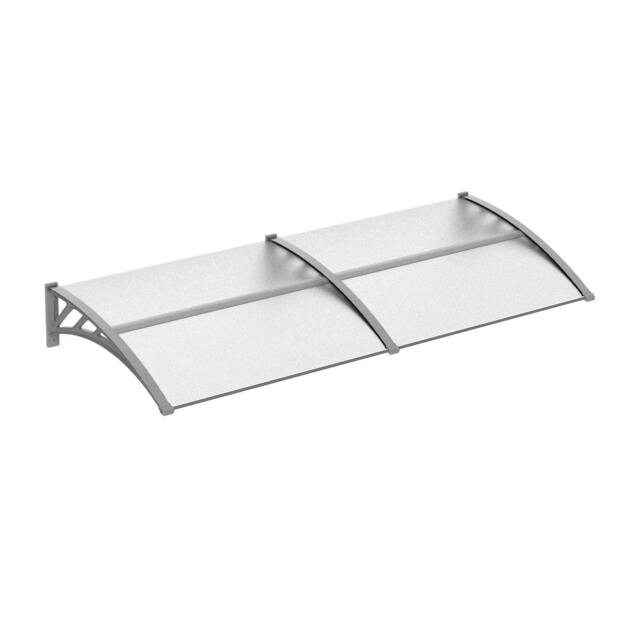 Rackhams Front Door Canopy Outdoor Awning Aluminium Rigid Plastic Polycarbonate Rain Shelter UV Water Rain Resistant 196 x 75cm Clear - image 1