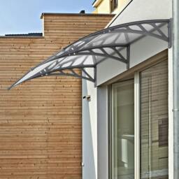 Rackhams Front Door Canopy Outdoor Awning Aluminium Rigid Plastic Polycarbonate Rain Shelter UV Water Rain Resistant 196 x 75cm Clear - thumbnail 2