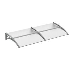 Rackhams Front Door Canopy Outdoor Awning Aluminium Rigid Plastic Polycarbonate Rain Shelter UV Water Rain Resistant 196 x 75cm Clear - thumbnail 1