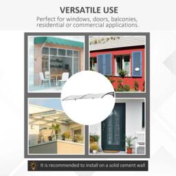 Rackhams Front Door Canopy Outdoor Awning Aluminium Rigid Plastic Polycarbonate Rain Shelter UV Water Rain Resistant 196 x 75cm Clear - thumbnail 6