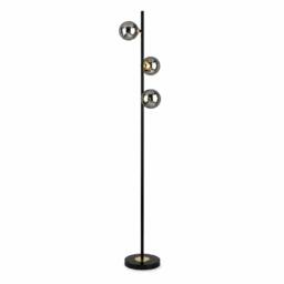 Rackhams Eaen 3 Light Black and Gold Floor Lamp with Smoked Glass - thumbnail 2