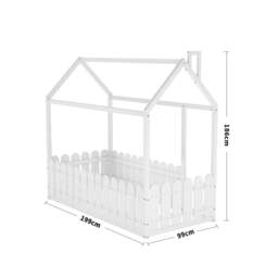Rackhams Solid Wooden House Bed Frame Low Toddler Bed with Fence and Roof - thumbnail 3