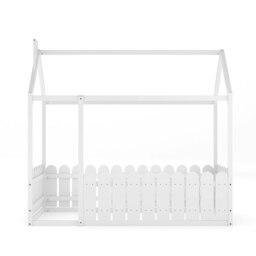 Rackhams Solid Wooden House Bed Frame Low Toddler Bed with Fence and Roof - thumbnail 2