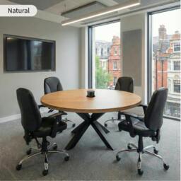 Rackhams Premium Solid Oak Round Meeting Room Table - 120cm - thumbnail 4