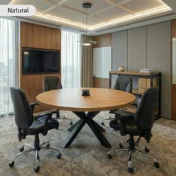 Rackhams Premium Solid Oak Round Meeting Room Table - 120cm