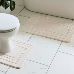 Rackhams Armoni Bath & Pedestal Mat Set - Cream - thumbnail 1