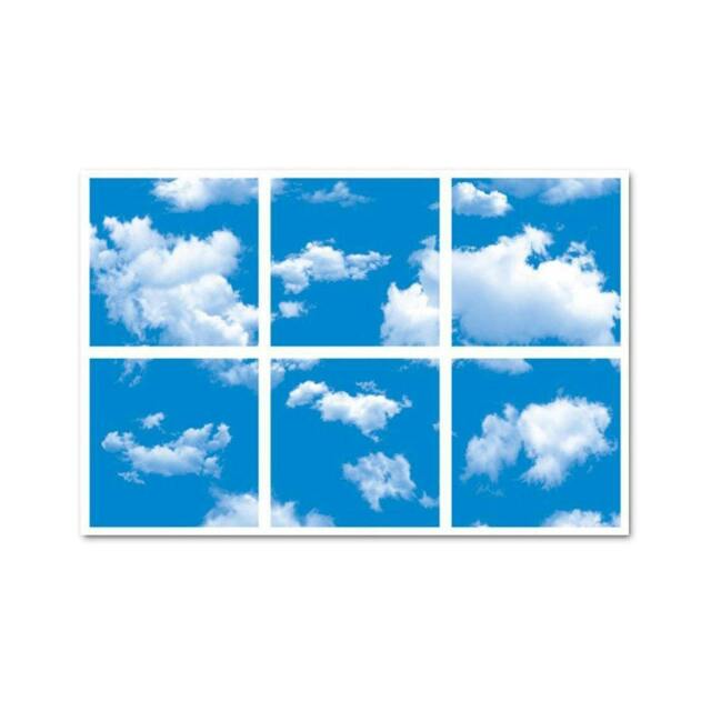 Rackhams 6-Pack 3D Sky Cloud LED Panels 60x60cm - 40W 6000K Daylight - Ceiling Grid Light - image 1