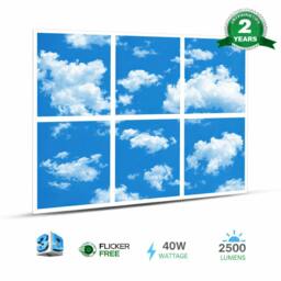 Rackhams 6-Pack 3D Sky Cloud LED Panels 60x60cm - 40W 6000K Daylight - Ceiling Grid Light - thumbnail 4