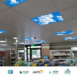 Rackhams 6-Pack 3D Sky Cloud LED Panels 60x60cm - 40W 6000K Daylight - Ceiling Grid Light - thumbnail 3