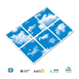 Rackhams 6-Pack 3D Sky Cloud LED Panels 60x60cm - 40W 6000K Daylight - Ceiling Grid Light - thumbnail 2