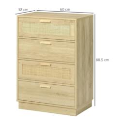 Rackhams Chest of Four Rattan Weave Panel Drawers - Wood-Effect - thumbnail 3