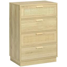 Rackhams Chest of Four Rattan Weave Panel Drawers - Wood-Effect - thumbnail 1