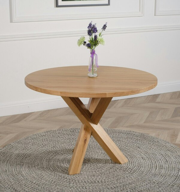 Rackhams Oregon 110cm Round Solid Oak Dining Table - Brown - Matte Laquer - 1 - image 1