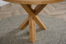 Rackhams Oregon 110cm Round Solid Oak Dining Table - Brown - Matte Laquer - 1 - thumbnail 6