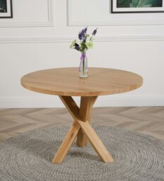 Rackhams Oregon 110cm Round Solid Oak Dining Table - Brown - Matte Laquer - 1 - thumbnail 2