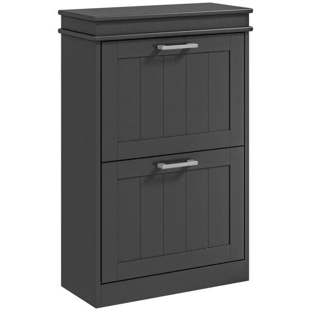 Rackhams Two-Drawer Minimalistic 10-Shoe Cabinet - Black - image 1