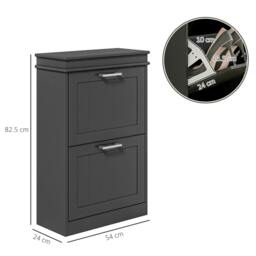 Rackhams Two-Drawer Minimalistic 10-Shoe Cabinet - Black - thumbnail 3