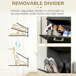 Rackhams Two-Drawer Minimalistic 10-Shoe Cabinet - Black - thumbnail 6
