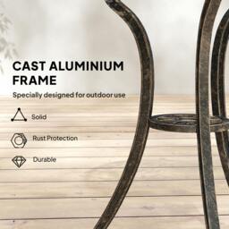 Rackhams Outdoor Bistro Set Cast Aluminium Patio Furniture for 2, Brown - Bronze Tone - 3 - Outdoor Bistro Set - thumbnail 5