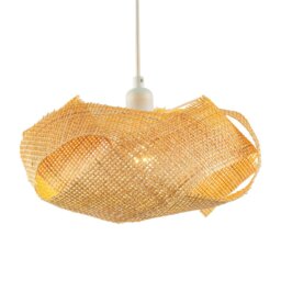Rackhams Modern Designer Natural Brown Woven Rattan Pendant Lighting Shade - thumbnail 2