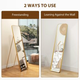 Rackhams Rectangular Full Length Mirror for Bedroom, 40 x 160 cm, Gold Tone - Gold Tone - 40W x 6D x 160H cm - Modern - thumbnail 4