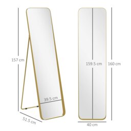 Rackhams Rectangular Full Length Mirror for Bedroom, 40 x 160 cm, Gold Tone - Gold Tone - 40W x 6D x 160H cm - Modern - thumbnail 5