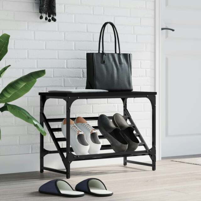 Rackhams Shoe Rack Black 60x30x45 cm Engineered Wood