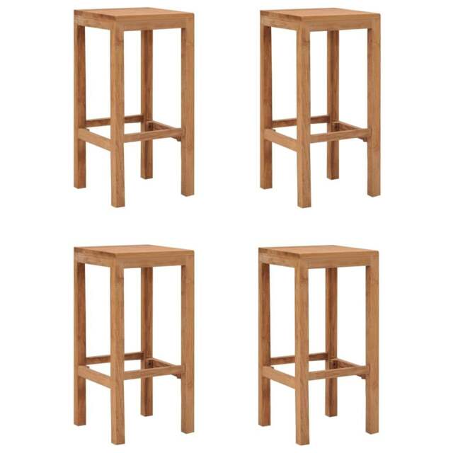 Rackhams Bar Stools 4 pcs Solid Teak Wood