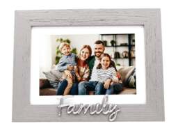 "Rackhams Grey Woodgrain Effect Family Picture Frame with Silver Letters - 6x4"" or 7x5""" - thumbnail 1