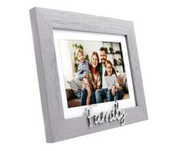 "Rackhams Grey Woodgrain Effect Family Picture Frame with Silver Letters - 6x4"" or 7x5""" - thumbnail 2