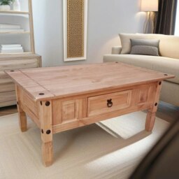Rackhams Solid Pine Coffee Table With Drawer Natural Brown - thumbnail 6