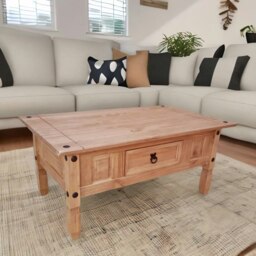 Rackhams Solid Pine Coffee Table With Drawer Natural Brown - thumbnail 2