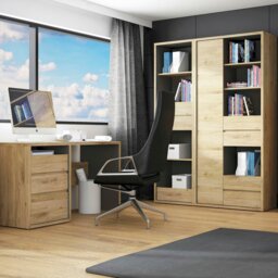 Rackhams Shetland Tall Narrow 3 Drawer Bookcase - Shetland Oak Finish - Wood - 1 - thumbnail 5