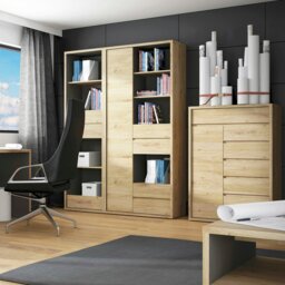 Rackhams Shetland Tall Narrow 3 Drawer Bookcase - Shetland Oak Finish - Wood - 1 - thumbnail 4