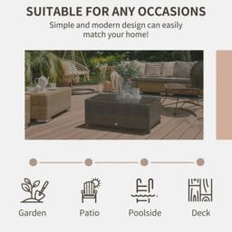 Rackhams PE Rattan Garden Coffee Table with Glass Table Top - Brown - thumbnail 6