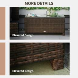 Rackhams PE Rattan Garden Coffee Table with Glass Table Top - Brown - thumbnail 4