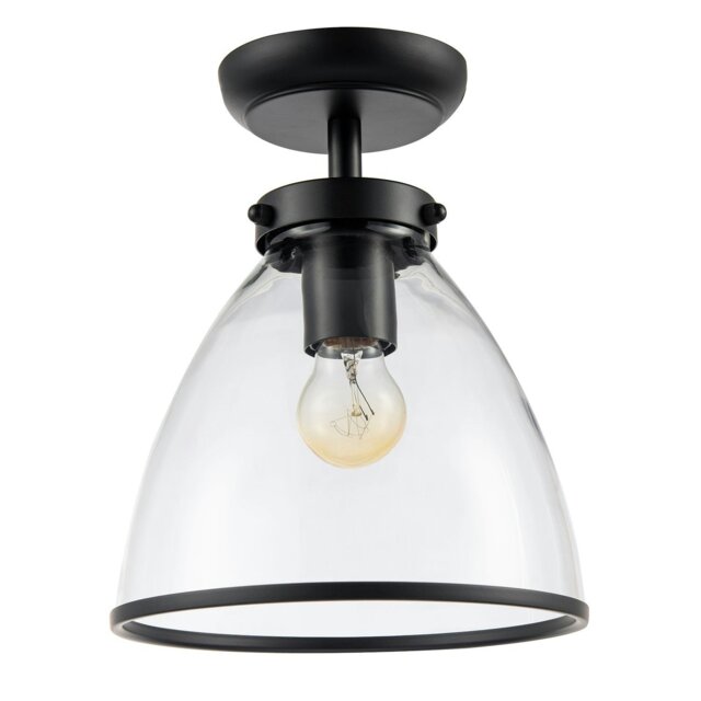 Rackhams Industrial Style Matte Black Ceiling Lamp Fitting with Transparent Glass Shade - image 1