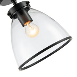 Rackhams Industrial Style Matte Black Ceiling Lamp Fitting with Transparent Glass Shade - thumbnail 3