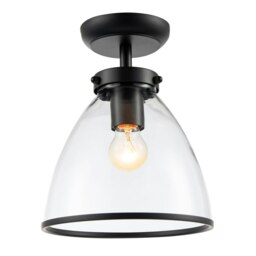 Rackhams Industrial Style Matte Black Ceiling Lamp Fitting with Transparent Glass Shade - thumbnail 2