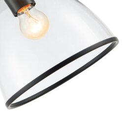 Rackhams Industrial Style Matte Black Ceiling Lamp Fitting with Transparent Glass Shade - thumbnail 4