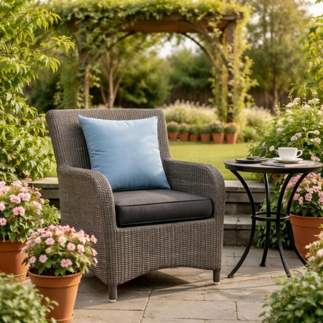 "Rackhams Scatter Cushions WATERPROOF (18""x18"") - Garden Outdoor Sofa Cushions Pillows UK Made - SKY BLUE" - image 1
