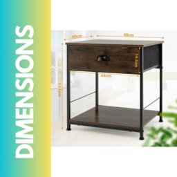 Rackhams Set Of 2 Industrial Bedside Nightstand Tables With Drawer Brown - thumbnail 5