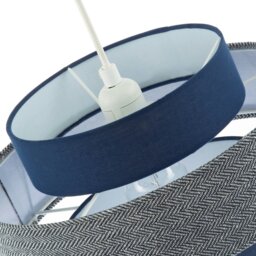 Rackhams Modern Navy Blue Herringbone Linen Triple Tier Design Pendant Shade - thumbnail 5