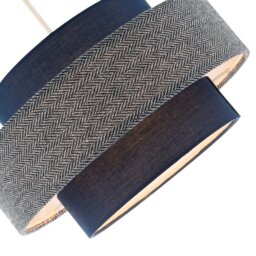 Rackhams Modern Navy Blue Herringbone Linen Triple Tier Design Pendant Shade - thumbnail 4