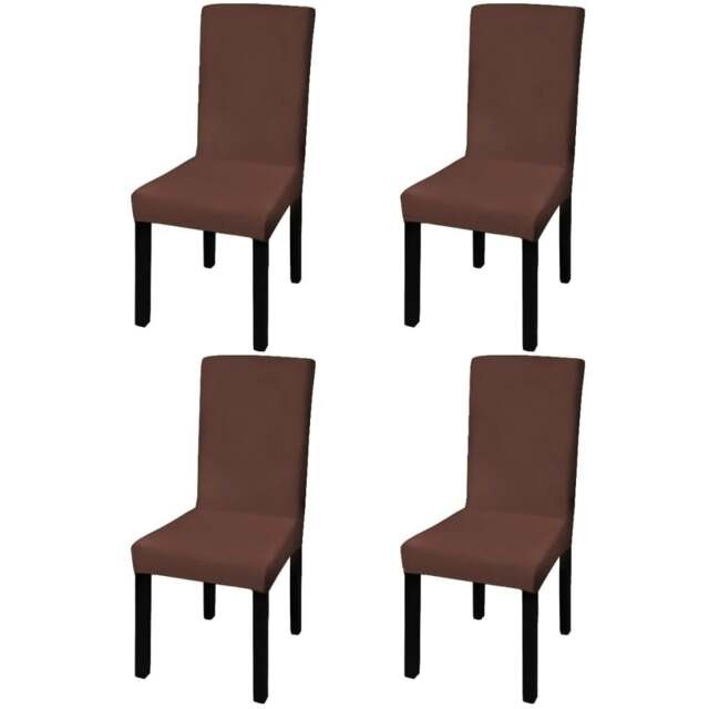 Rackhams Straight Stretchable Chair Cover 4 pcs Brown