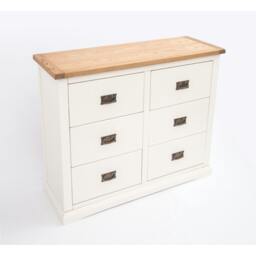 Rackhams Cosenza 6 Drawer Chest of Drawers Bras Drop Handle - Off White - thumbnail 4