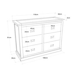 Rackhams Cosenza 6 Drawer Chest of Drawers Bras Drop Handle - Off White - thumbnail 2