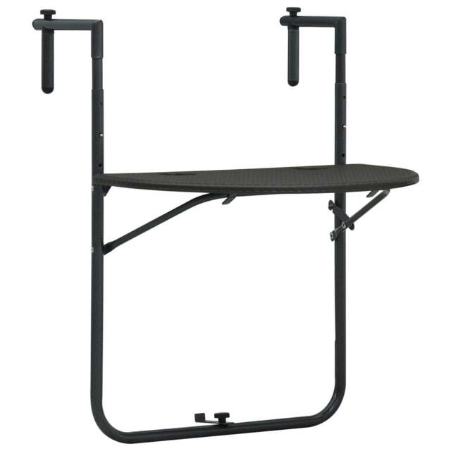 Rackhams Hanging Balcony Table Brown 60x64x83.5 cm Plastic Rattan Look